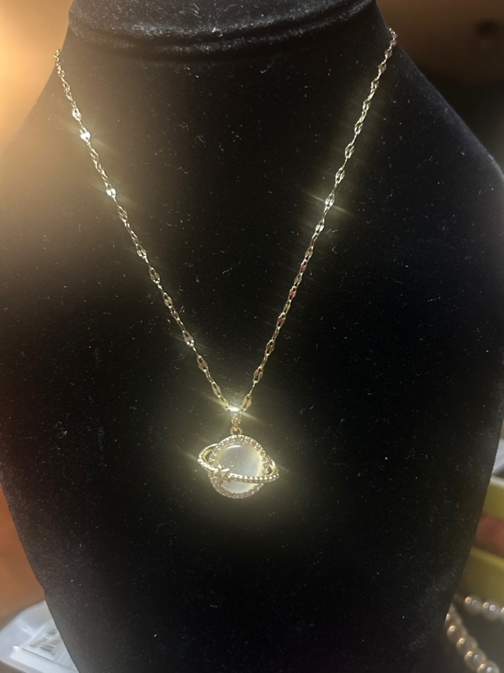 Gold Planet Pendant Necklace - Women Jewelry